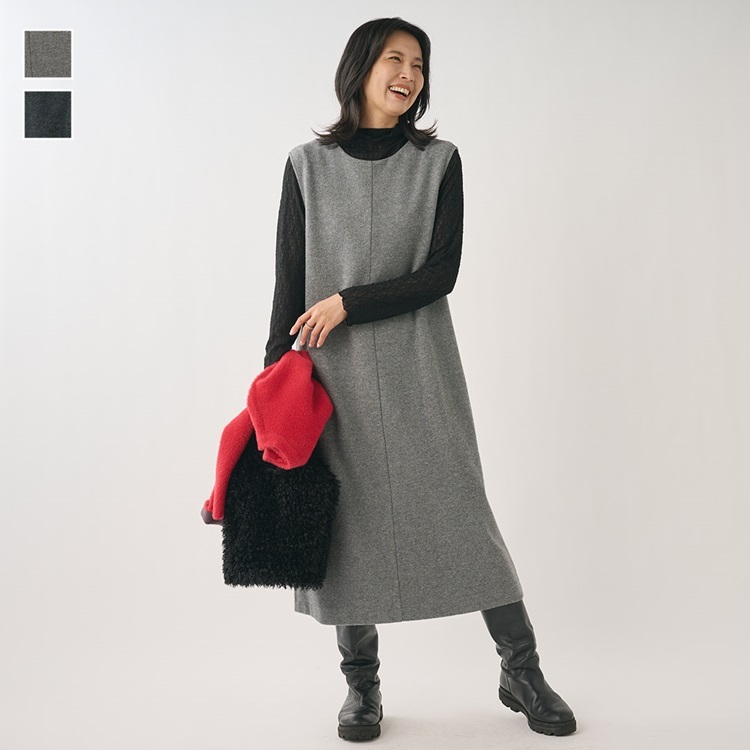 【前後2WAYで着回し自由！起毛ジャージージャンパースカート】