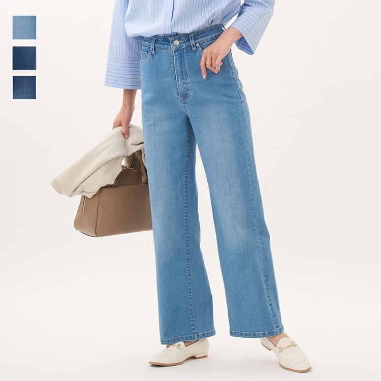 【お腹まわりスッキリ！内側サポートゴムで“細見え”を叶えるストレートデニム】