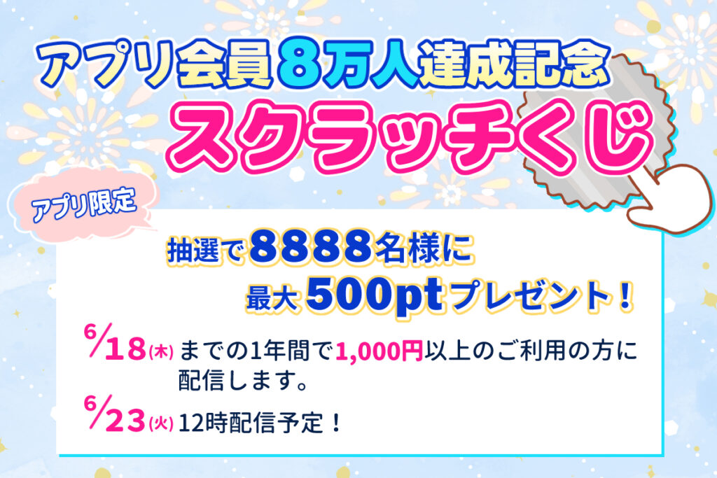 8万人達成スクラッチくじキャンペーン